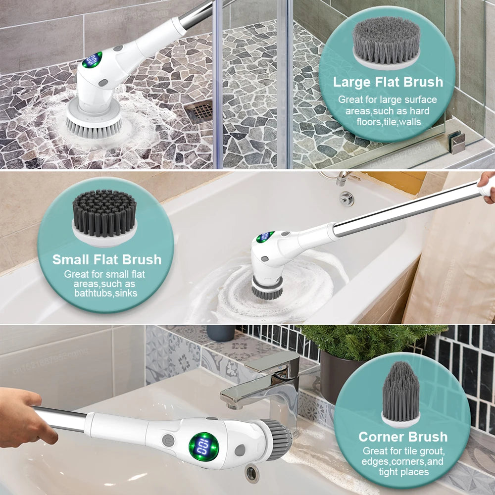 🧼✨ Escobilla Eléctrica Inalámbrica  8 en 1 — Para Baño, Cocina, Ventanas y Más