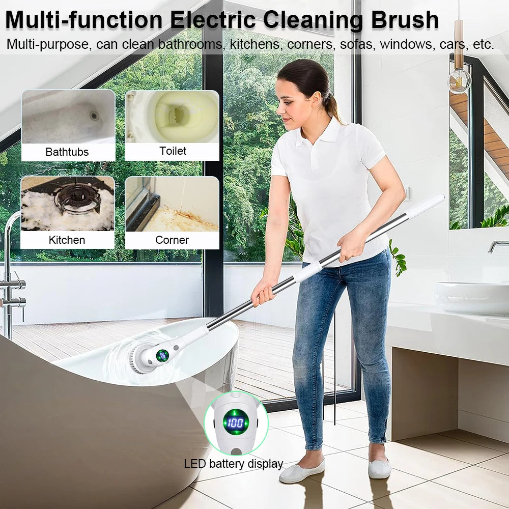 🧼✨ Escobilla Eléctrica Inalámbrica  8 en 1 — Para Baño, Cocina, Ventanas y Más