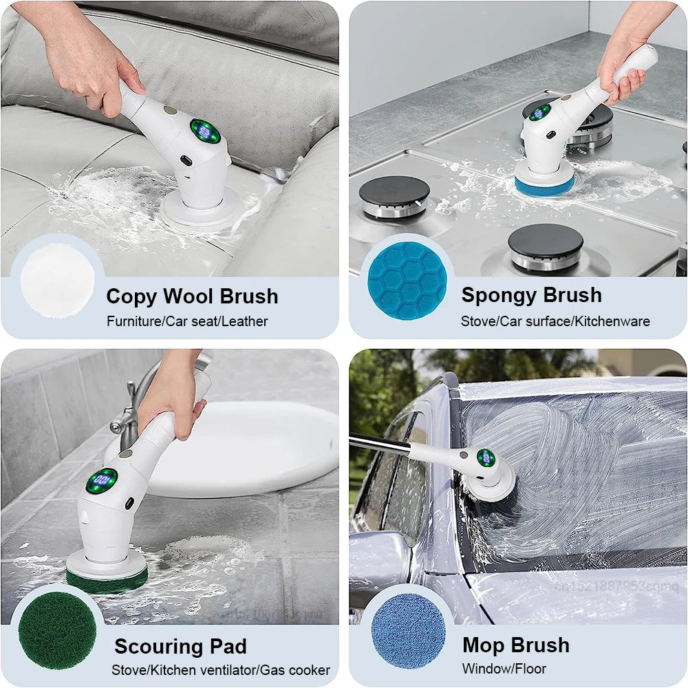 🧼✨ Escobilla Eléctrica Inalámbrica  8 en 1 — Para Baño, Cocina, Ventanas y Más