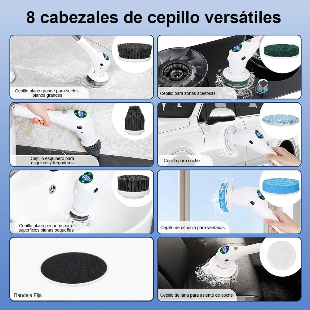 🧼✨ Escobilla Eléctrica Inalámbrica  8 en 1 — Para Baño, Cocina, Ventanas y Más