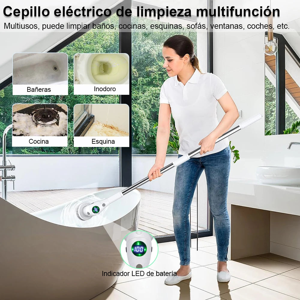 🧼✨ Escobilla Eléctrica Inalámbrica  8 en 1 — Para Baño, Cocina, Ventanas y Más